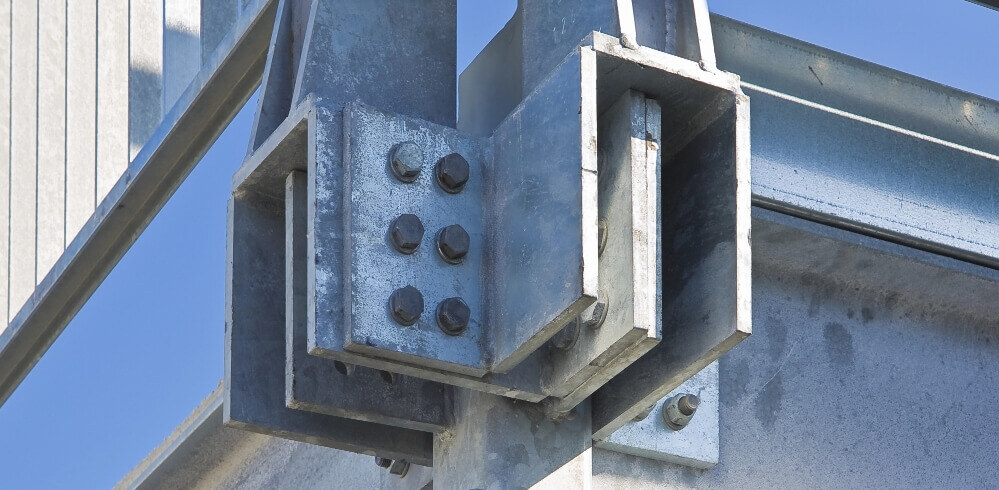 Bolts holding a steel structure together
